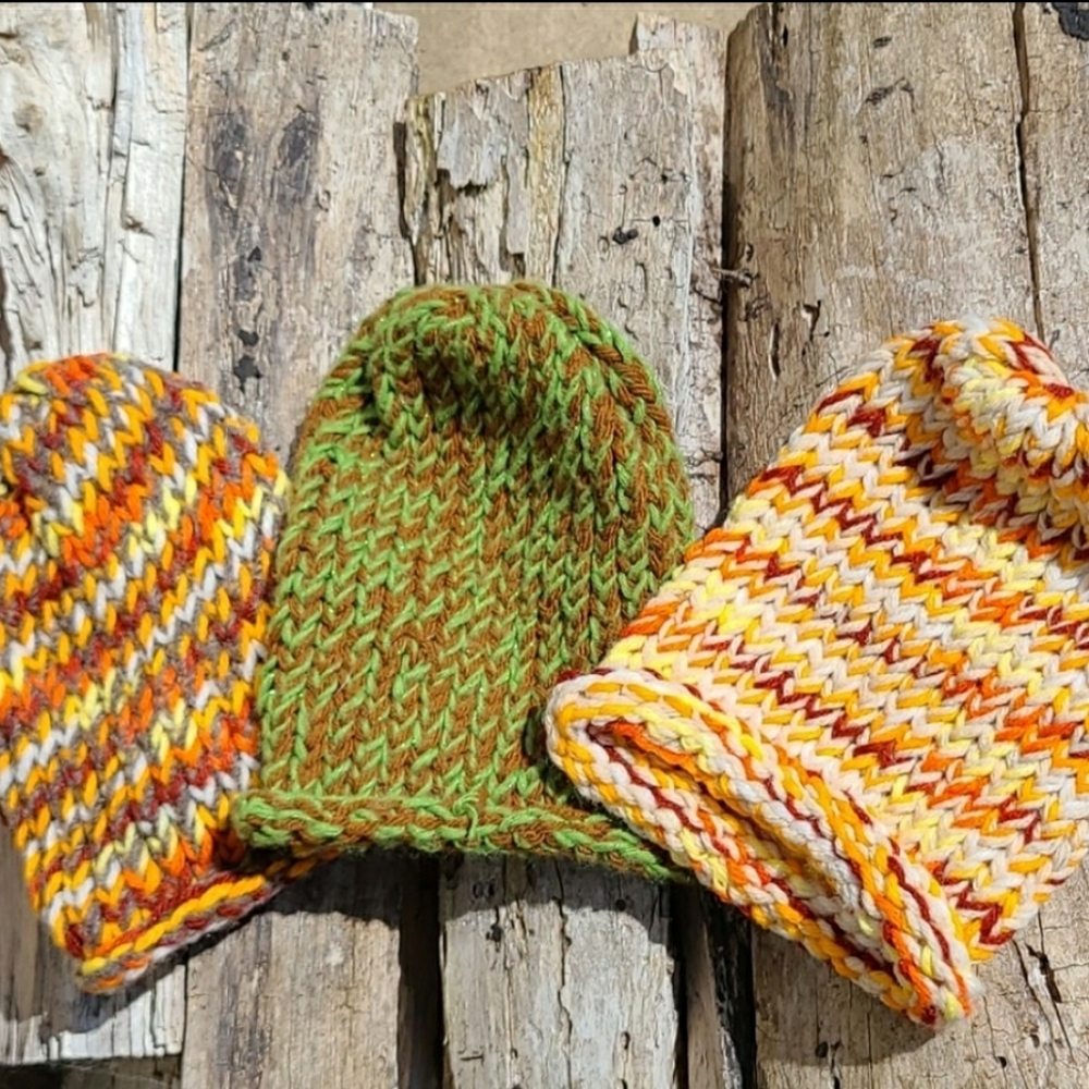 Kids Handknit Hats Bundle of 3